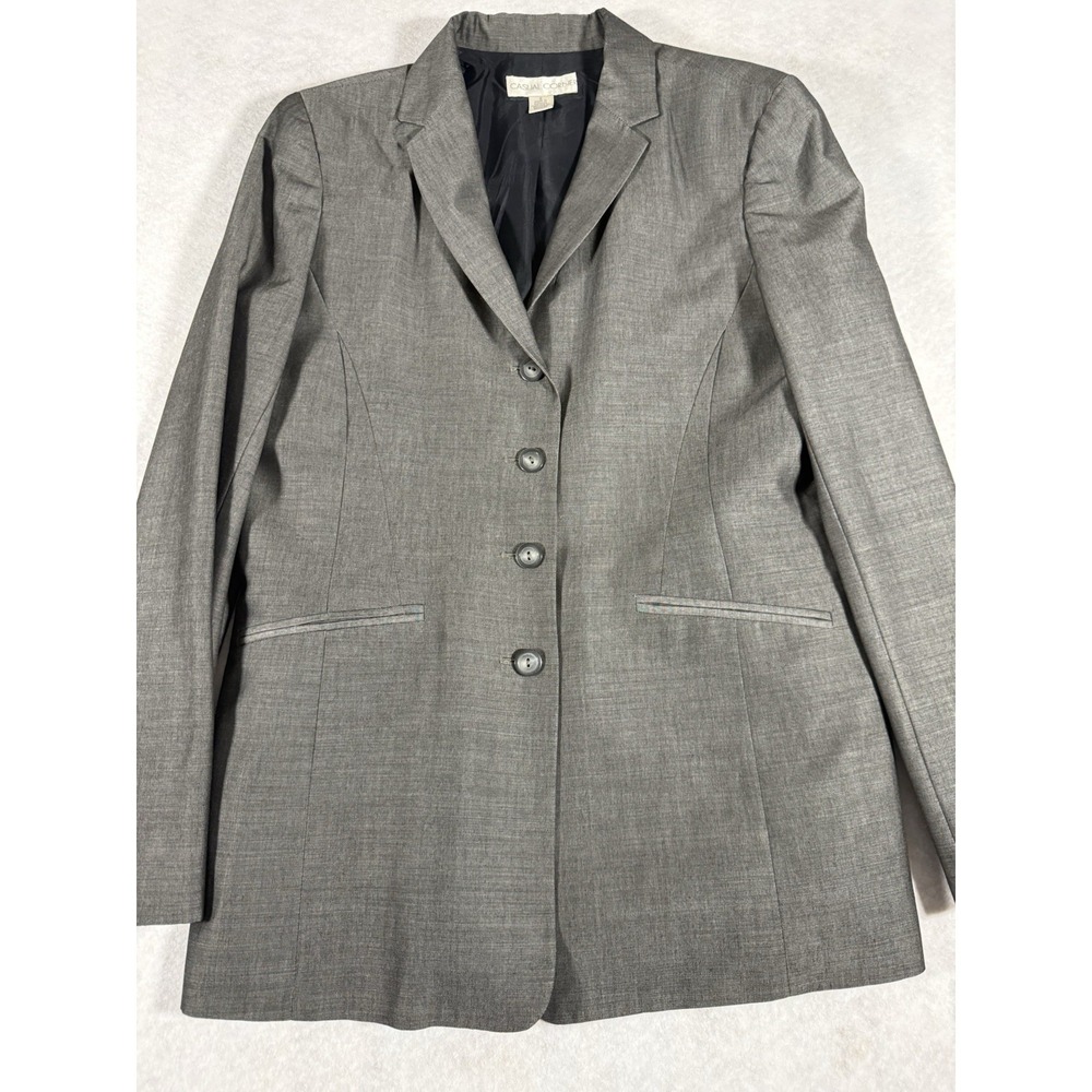 Vintage Casual Corner Women's Gray Wool Blend Blazer Size 8 Lined Career Jacket